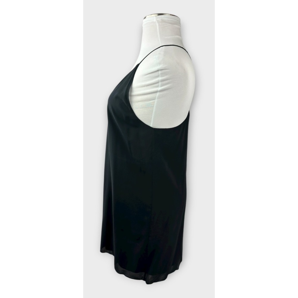 Alice + Olivia Fierra Y-back Silk Blend Racerback Slip Mini Dress Black Sz Large - Picture 5 of 16